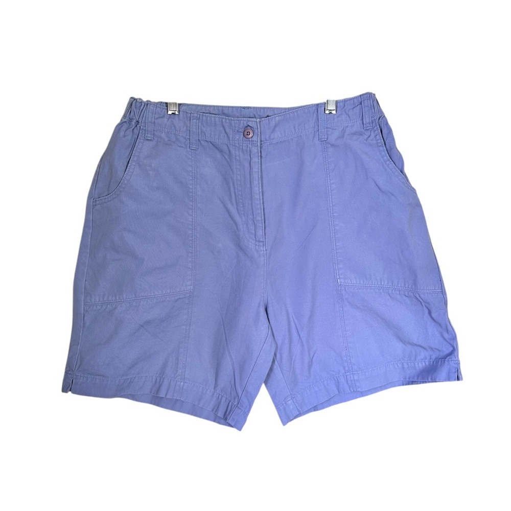 Woolrich Women’s Sz 14 Periwinkle Flat Front Edda 100% Cotton Bermuda Shorts